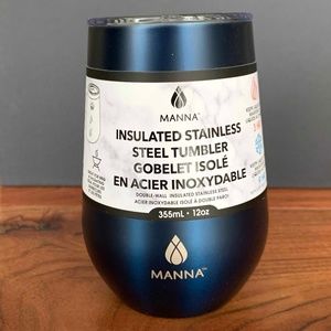 Manna Stainless Steel Wine Tumbler - Metallic Blue - 12 oz -NWT